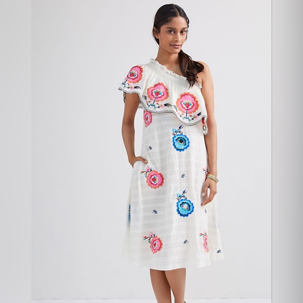 !!NWT!! Plenty by Tracy Reese Embroidered One Shoulder Dress